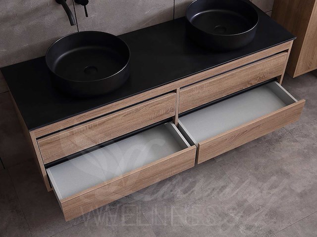 Mawialux badkamermeubel 2-persoons 160cm bruin eiken met hangkast - afbeelding 52 van  52