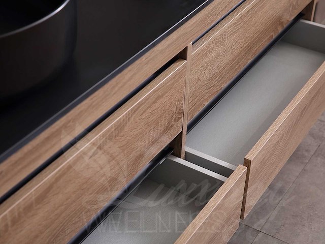 Mawialux badkamermeubel 2-persoons 160cm bruin eiken met hangkast - afbeelding 25 van  52
