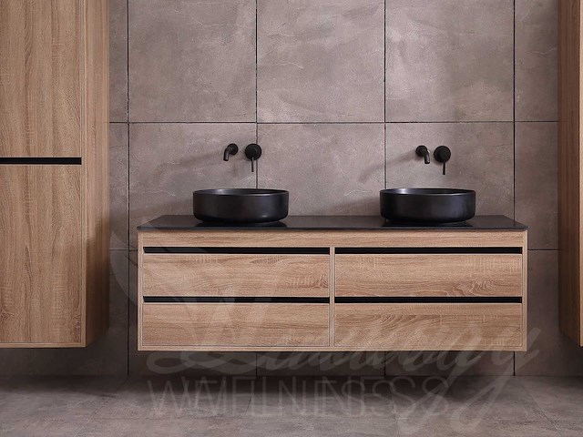 Mawialux badkamermeubel 2-persoons 160cm bruin eiken met hangkast - afbeelding 41 van  52