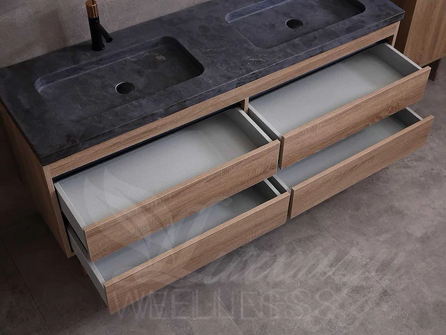Mawialux badkamermeubel 2-persoons 160cm bruin eiken met hangkast - afbeelding 16 van  54