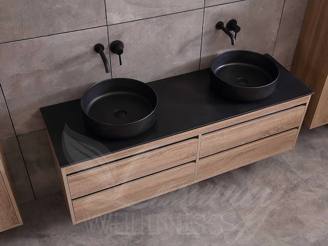 Mawialux badkamermeubel 2-persoons 160cm bruin eiken met hangkast - afbeelding 30 van  54