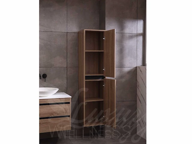 Mawialux badkamermeubel 2-persoons 160cm bruin eiken met hangkast - afbeelding 43 van  54