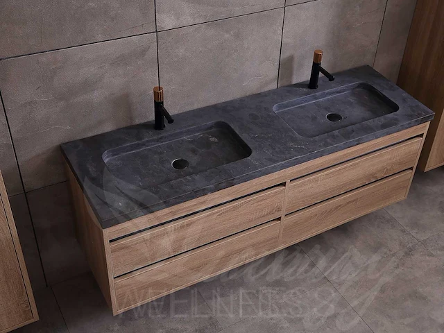 Mawialux badkamermeubel 2-persoons 160cm bruin eiken met hangkast - afbeelding 4 van  28