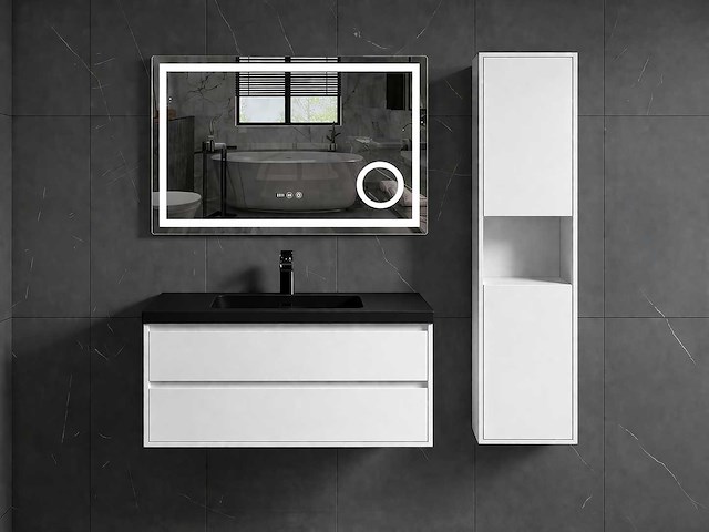 Mawialux badmeubelset 100cm met hangkast - mat wit - afbeelding 1 van  3