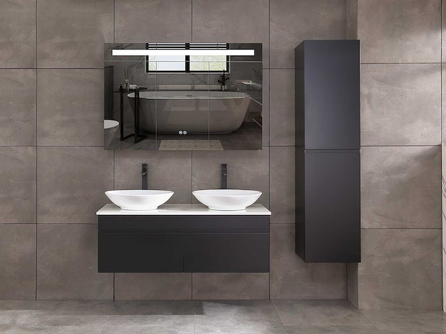 Mawialux badmeubelset 120cm mat zwart (zonder hangkast) - afbeelding 1 van  10