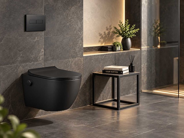 Mawialux bidet inbouw wandcloset - mat zwart - afbeelding 2 van  4