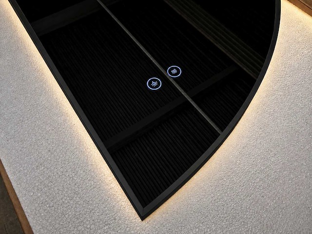 Mawialux decoratieve halve maan led spiegel in 180 of 200cm (zonder rand of mat zwart/goud rand) - afbeelding 17 van  20