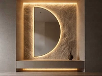 Mawialux decoratieve halve maan led spiegel in 180 of 200cm (zonder rand of mat zwart/goud rand)