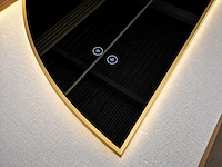 Mawialux decoratieve halve maan led spiegel in 180 of 200cm (zonder rand of mat zwart/goud rand)