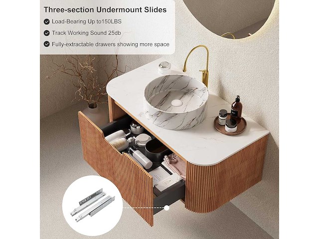 Mawialux design badkamermeubel 122cm (met hangkast) - keuze uit 2 kleuren - afbeelding 3 van  22