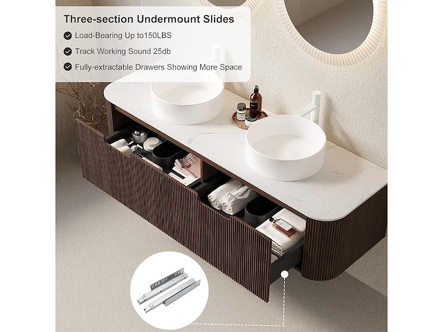 Mawialux design badkamermeubel 152cm (met hangkast) - keuze uit 2 kleuren - afbeelding 13 van  15