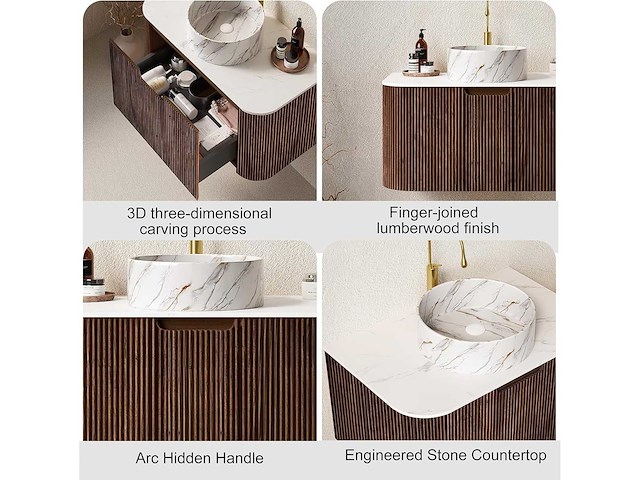 Mawialux design badkamermeubel 75cm (met hangkast) - eiken natural - afbeelding 1 van  1
