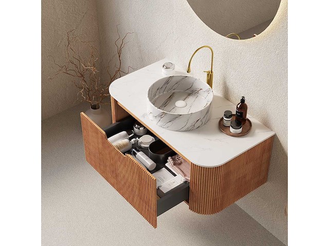 Mawialux design badkamermeubel 75cm (met hangkast) - eiken natural - afbeelding 8 van  23