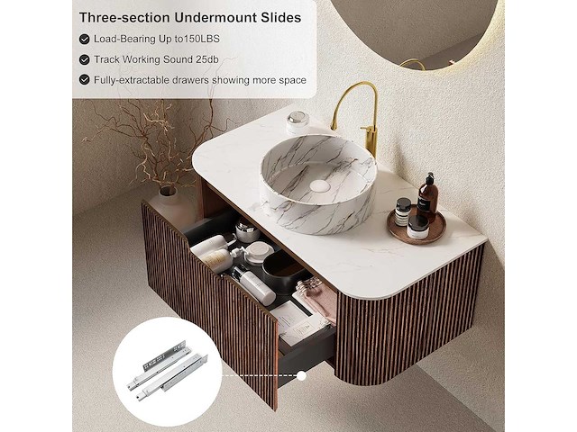 Mawialux design badkamermeubel 75cm (met hangkast) - keuze uit 2 kleuren - afbeelding 2 van  23