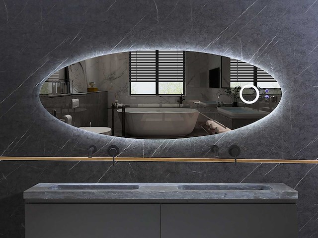 Mawialux design led spiegel 100/120/140/160cm breedte keuze - afbeelding 1 van  7