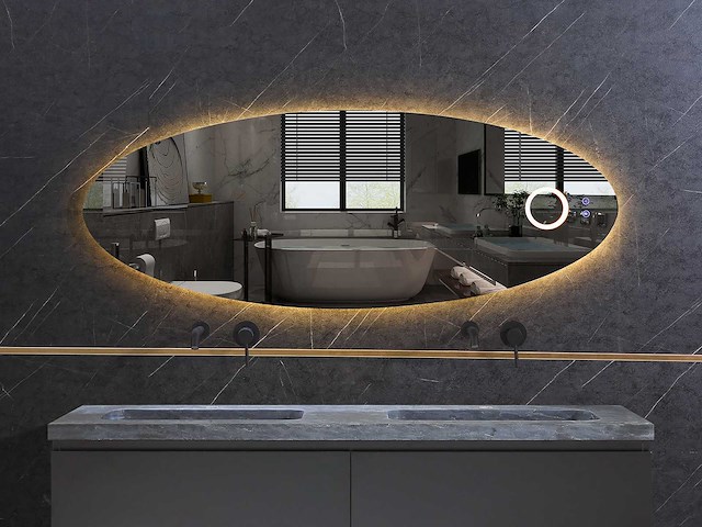 Mawialux design led spiegel 100/120/140/160cm breedte keuze - afbeelding 5 van  9