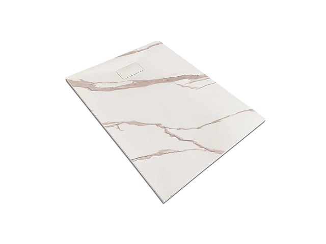 Mawialux douchebak 120x90cm - wit marmer - afbeelding 1 van  3