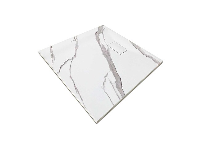 Mawialux douchebak 90x90cm - wit marmer - afbeelding 1 van  4