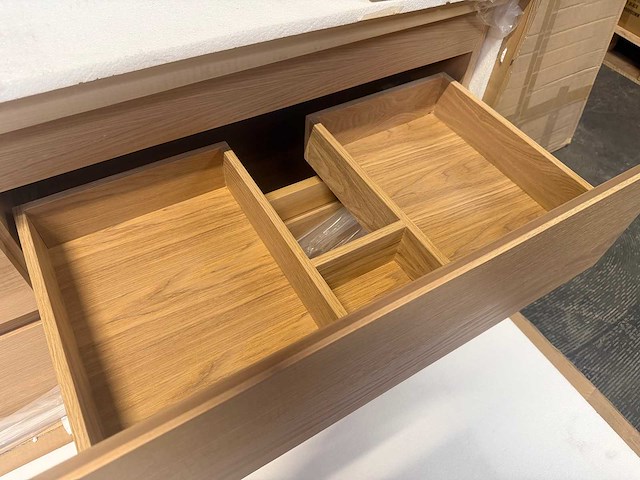 Mawialux eikenhout badkamermeubel - 100cm eiken natural - met hangkast - afbeelding 3 van  6
