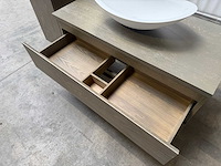 Mawialux eikenhout badkamermeubel - 100cm grey smoked - met hangkast - afbeelding 3 van  6