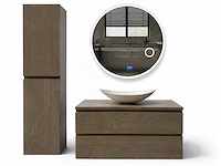 Mawialux eikenhout badkamermeubel - 100cm grey smoked - met hangkast