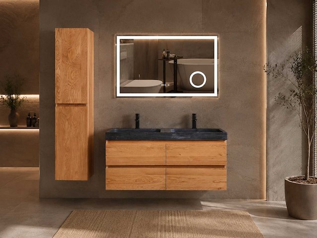 Mawialux eikenhout badkamermeubel 120cm (eiken natural) met (hangkast) - afbeelding 12 van  49