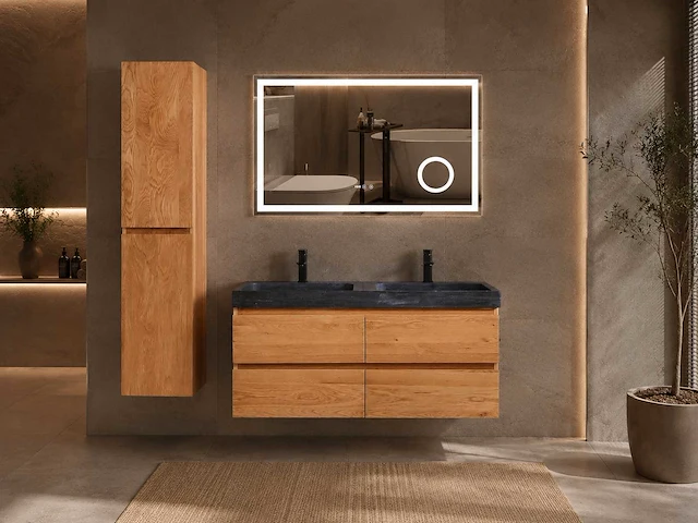 Mawialux eikenhout badkamermeubel 120cm (eiken natural) met (hangkast) - afbeelding 32 van  49