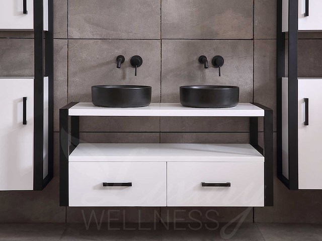 Mawialux eikenhout badkamermeubel 120cm met hangkast - mat wit - afbeelding 4 van  23