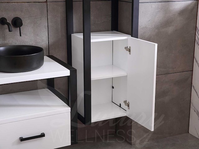 Mawialux eikenhout badkamermeubel 120cm met hangkast - mat wit - afbeelding 8 van  23