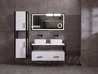 Mawialux eikenhout badkamermeubel 120cm met hangkast - mat wit - afbeelding 1 van  23