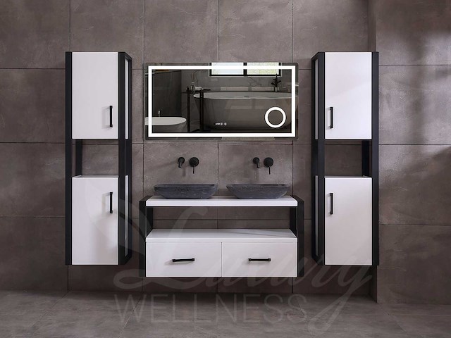 Mawialux eikenhout badkamermeubel 120cm met hangkast - mat wit - afbeelding 18 van  23