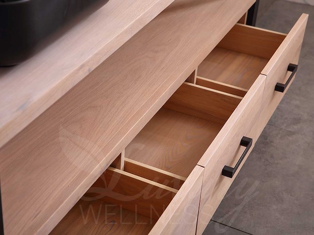 Mawialux eikenhout badkamermeubel 150cm met 2 hangkasten - afbeelding 10 van  30