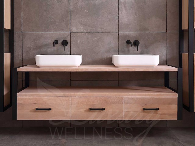 Mawialux eikenhout badkamermeubel 150cm met 2 hangkasten - afbeelding 25 van  30