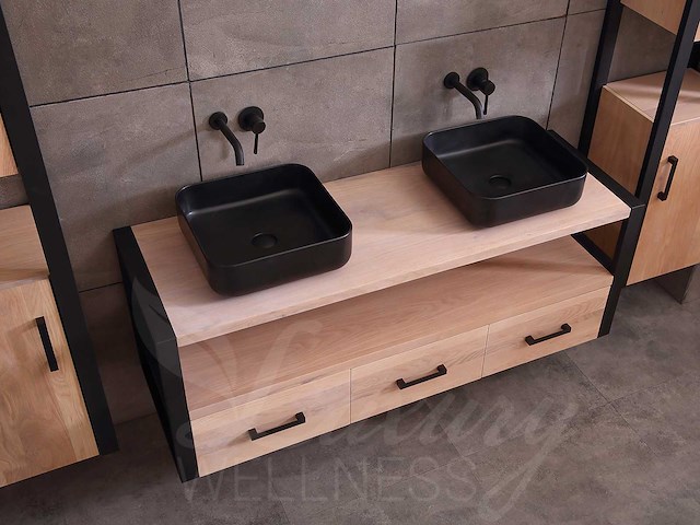 Mawialux eikenhout badkamermeubel 150cm met 2 hangkasten - afbeelding 5 van  30