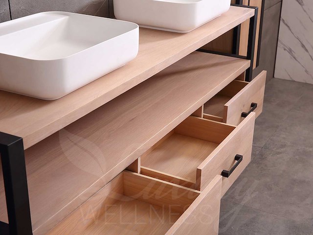 Mawialux eikenhout badkamermeubel 150cm met 2 hangkasten - afbeelding 13 van  30