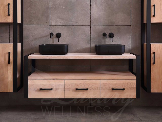 Mawialux eikenhout badkamermeubel 150cm met 2 hangkasten - afbeelding 26 van  30