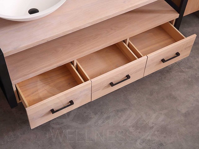 Mawialux eikenhout badkamermeubel 150cm met 2 hangkasten - afbeelding 29 van  30