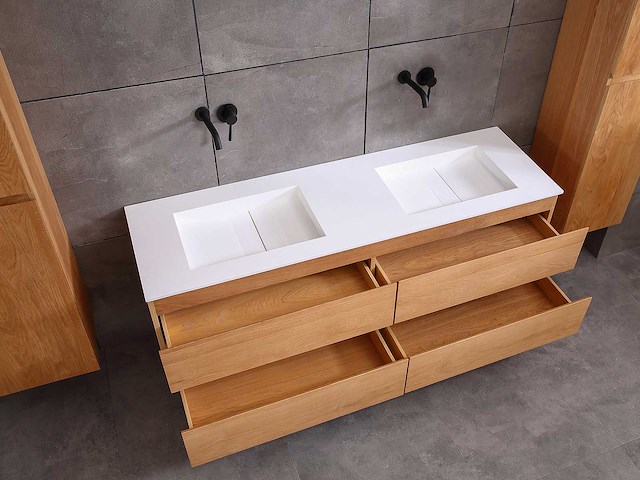 Mawialux eikenhout badkamermeubel 160cm (eiken natural) met (hangkast) - afbeelding 5 van  30