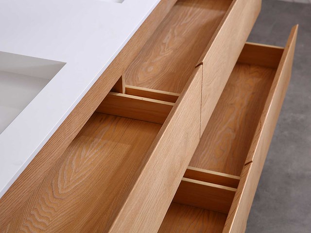 Mawialux eikenhout badkamermeubel 160cm (eiken natural) met (hangkast) - afbeelding 7 van  30