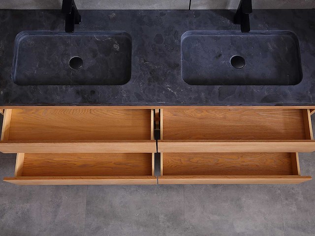 Mawialux eikenhout badkamermeubel 160cm (eiken natural) met (hangkast) - afbeelding 10 van  30
