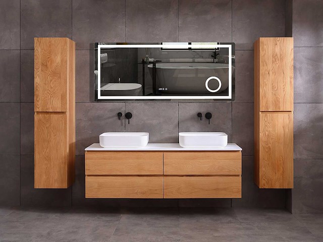 Mawialux eikenhout badkamermeubel 160cm (eiken natural) met (hangkast) - afbeelding 25 van  30