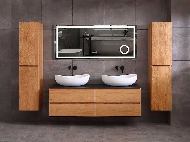 Mawialux eikenhout badkamermeubel 160cm (eiken natural) met (hangkast) - afbeelding 30 van  30