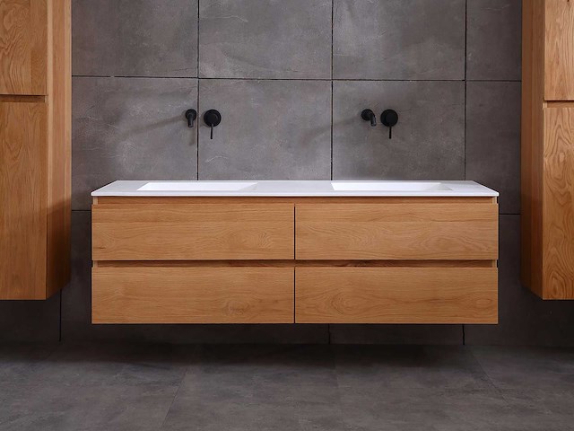 Mawialux eikenhout badkamermeubel 160cm (eiken natural) - afbeelding 2 van  28