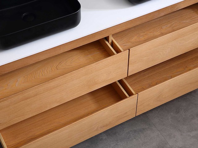 Mawialux eikenhout badkamermeubel 160cm (eiken natural) - afbeelding 12 van  19