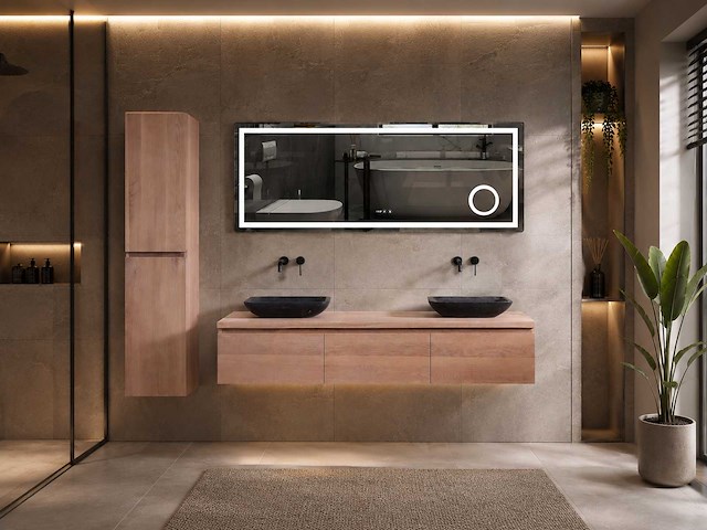 Mawialux eikenhout badmeubelset 150 of 180cm (eiken white wash) - afbeelding 1 van  15
