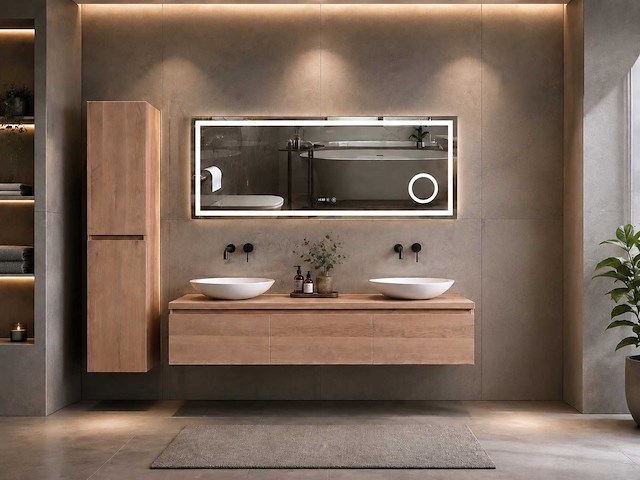Mawialux eikenhout badmeubelset 150 of 180cm (eiken white wash) - afbeelding 9 van  15