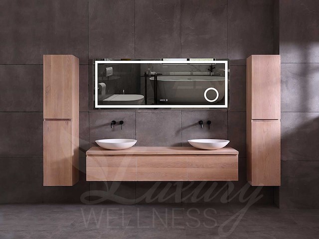 Mawialux eikenhout badmeubelset 150 of 180cm (in eiken white wash of eiken gray smoked) - afbeelding 5 van  12