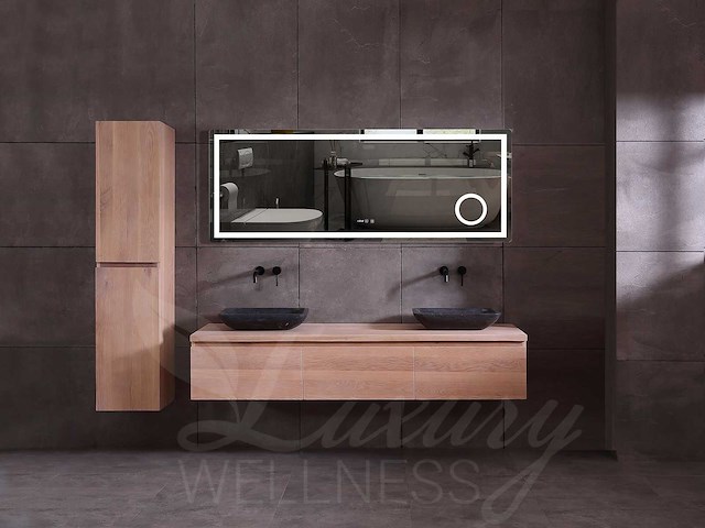 Mawialux eikenhout badmeubelset 150 of 180cm (in eiken white wash of eiken gray smoked) - afbeelding 1 van  10