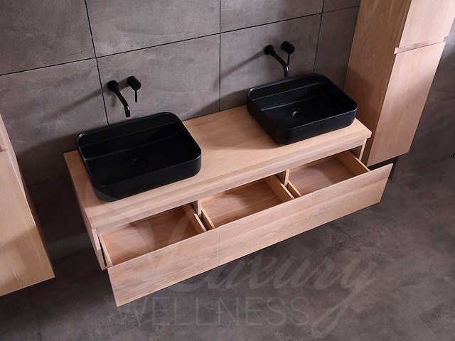 Mawialux eikenhout badmeubelset 150 of 180cm (in eiken white wash of eiken gray smoked) - afbeelding 5 van  10