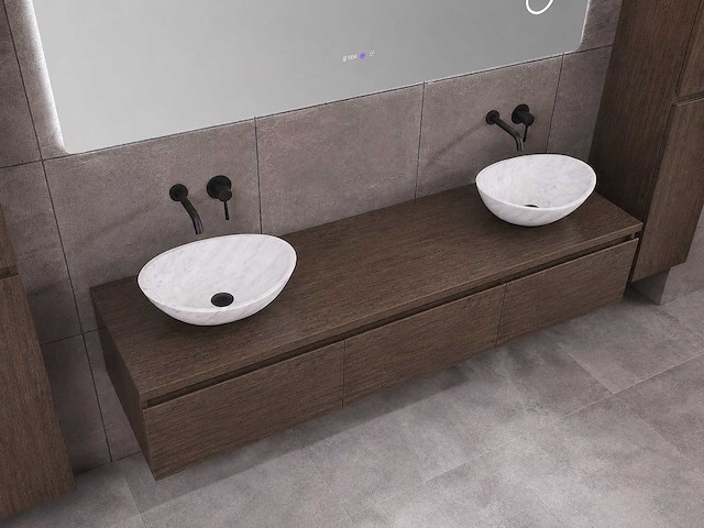 Mawialux eikenhout badmeubelset 150 of 180cm met 1 of 2 hangkasten (eiken grey smoked) - afbeelding 10 van  12